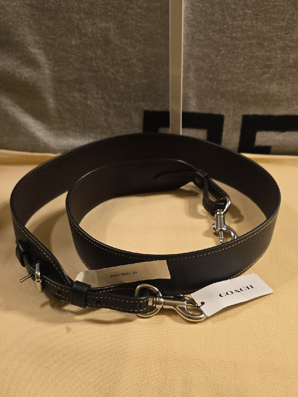 Coach Leather Bag Strap with Silver Hardware